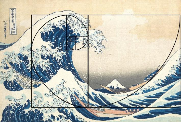 Golden ratio Fibonacci Hokusai wave