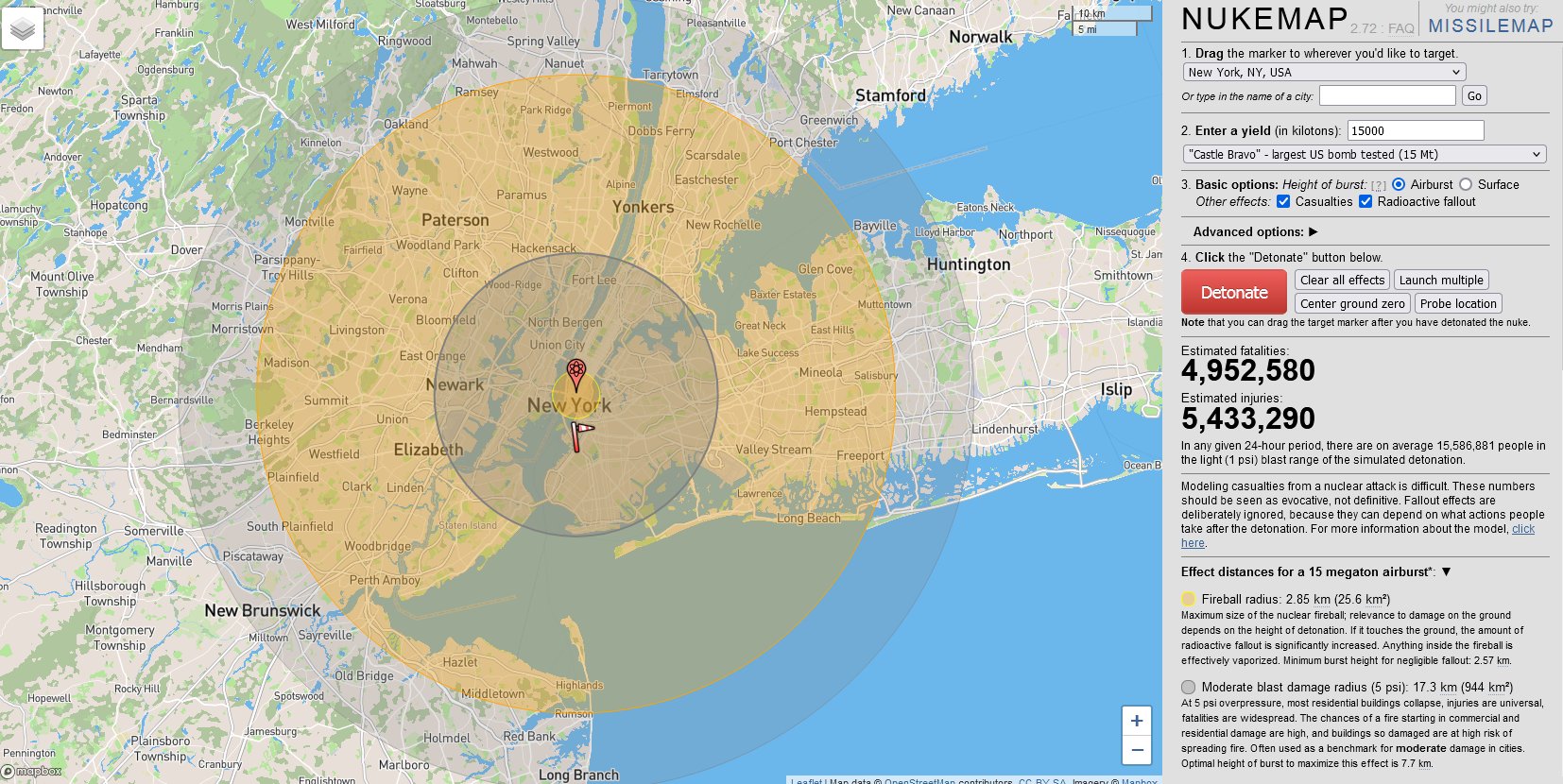 NYC Nuclear Attack Map 12July2022