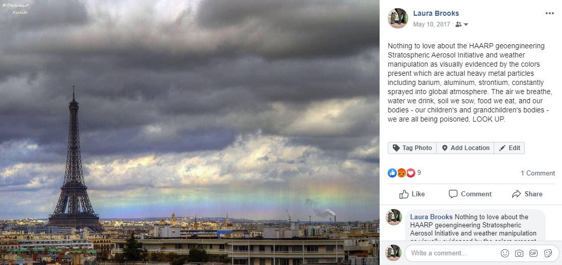 Me explaining Geoengineering and HAARP on Facebook in 2017