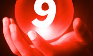 Number 9th of Av crystal ball in hand