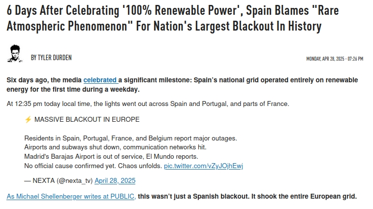 Grid down Europe Electromagnetic Zerohedge 28April2025