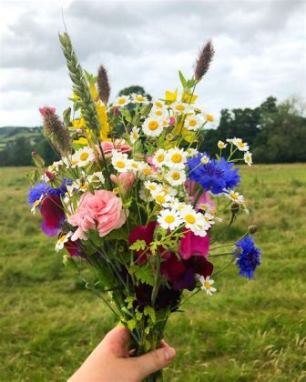 Wildflower bouquet in hand