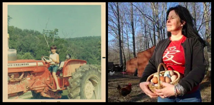 Laura - tractor at 8 and OHF interview pic